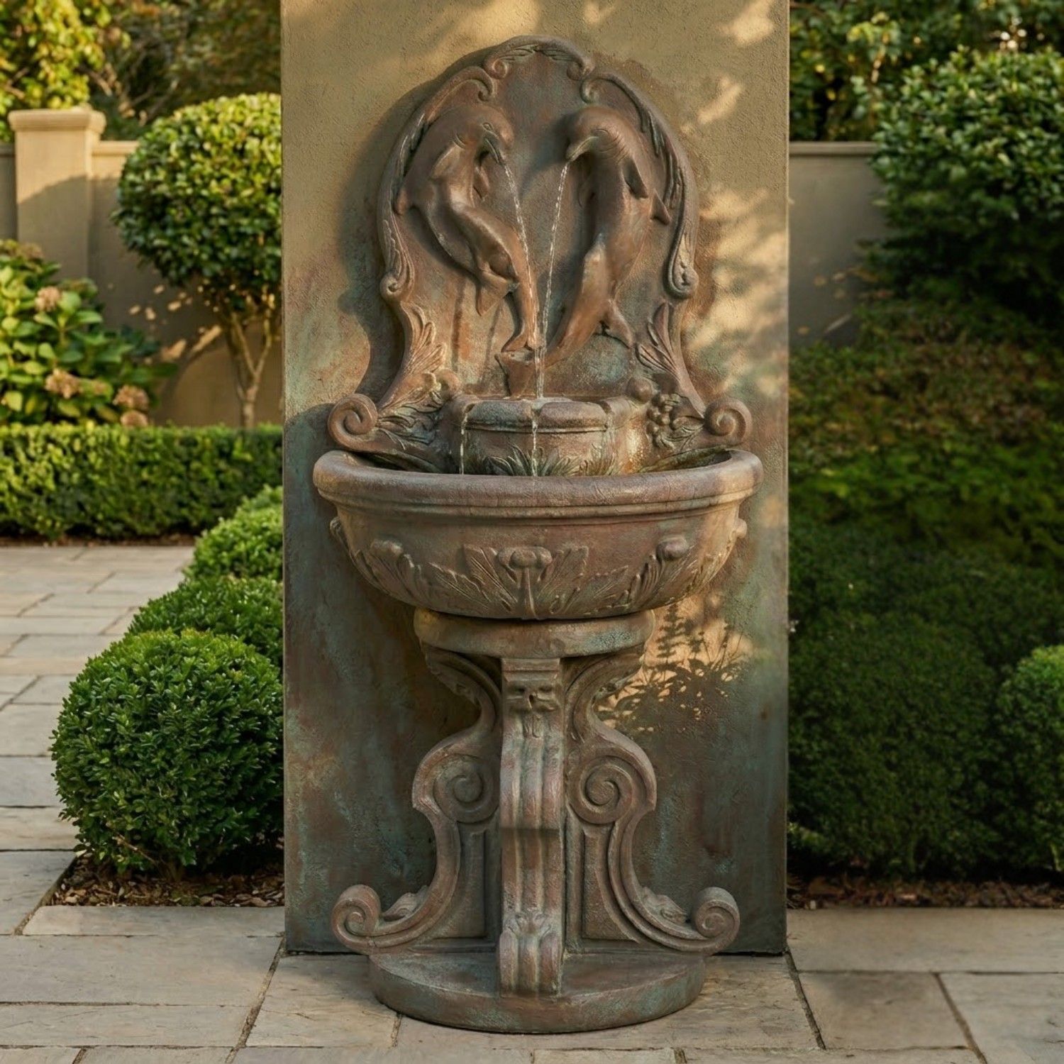 Classic Dolphin Wall Outdoor Fountain