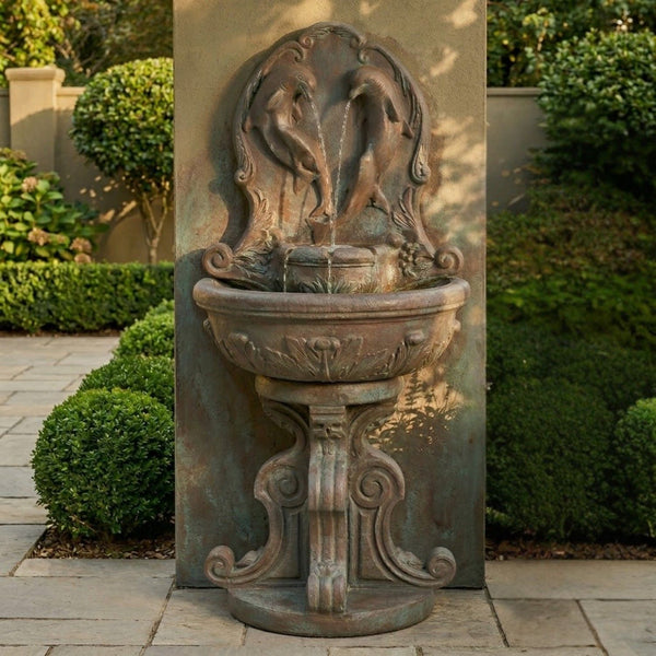 Classic Dolphin Wall Outdoor Fountain