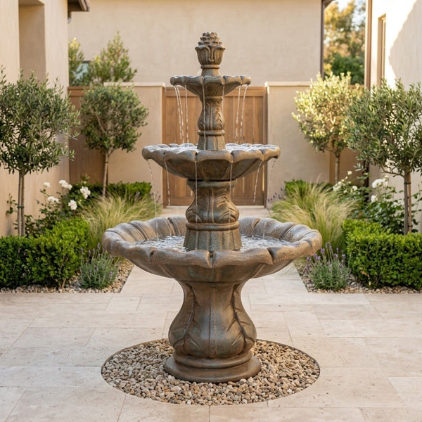 Classical Finial Tiered Outdoor Water Fountain