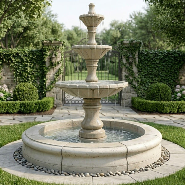 Dijon Tiered Outdoor Fountain with Fiore Pond