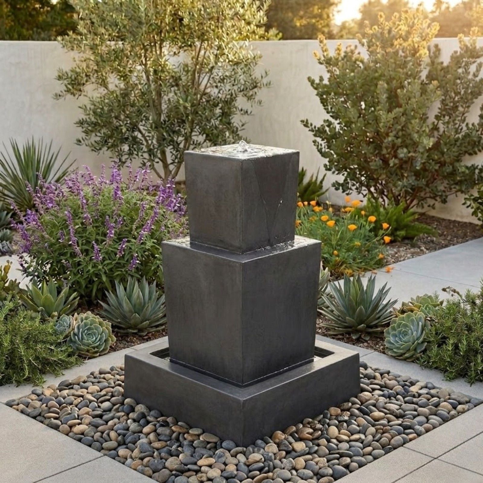 Double Obtuse Garden Water Fountain