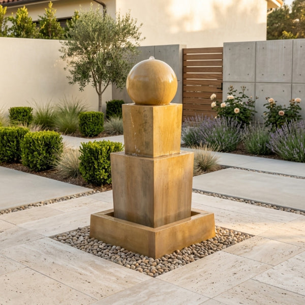 Double Obtuse With Ball Garden Water Fountain