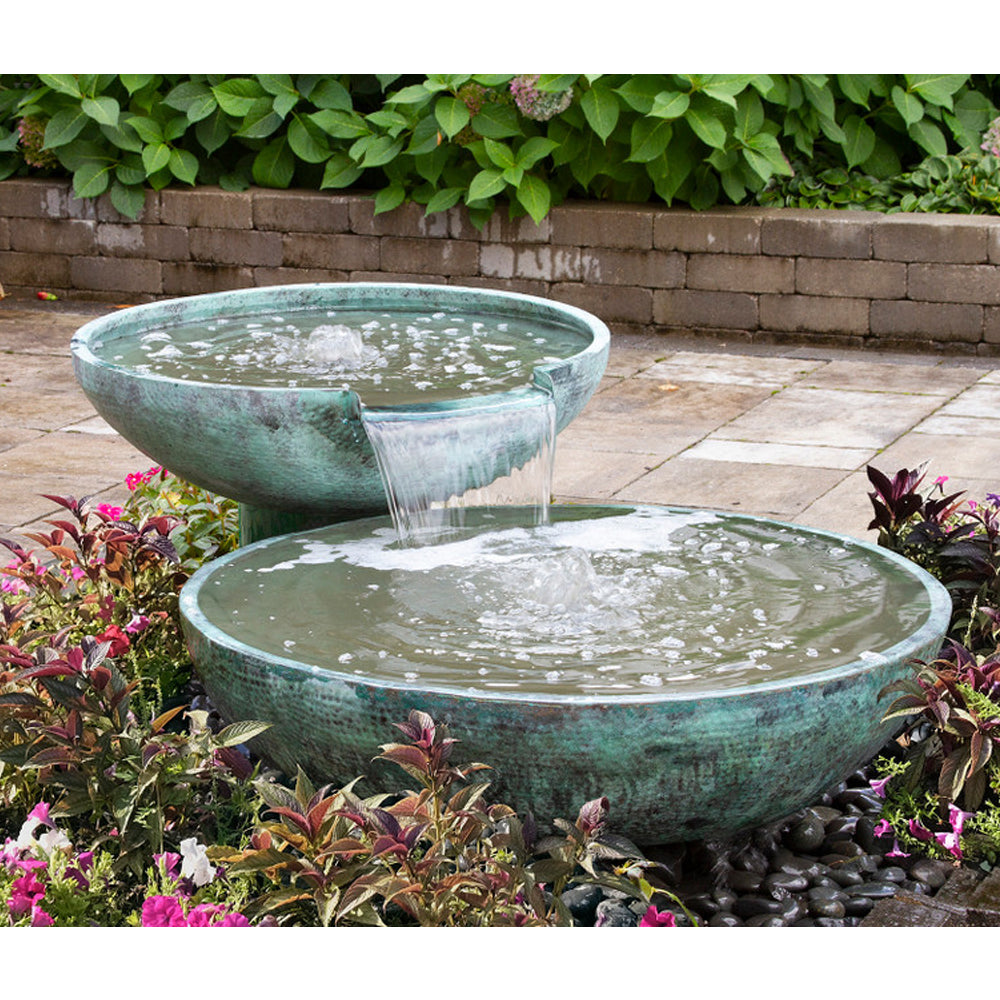 Double Spillway Stone Bowl Fountain