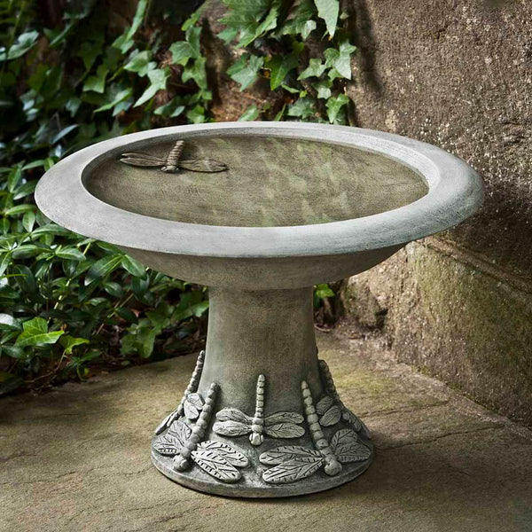 Small Dragonfly Cast Stone Birdbath