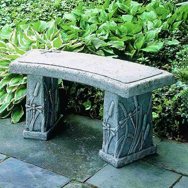 Dragonfly Curved Garden Stone Bench