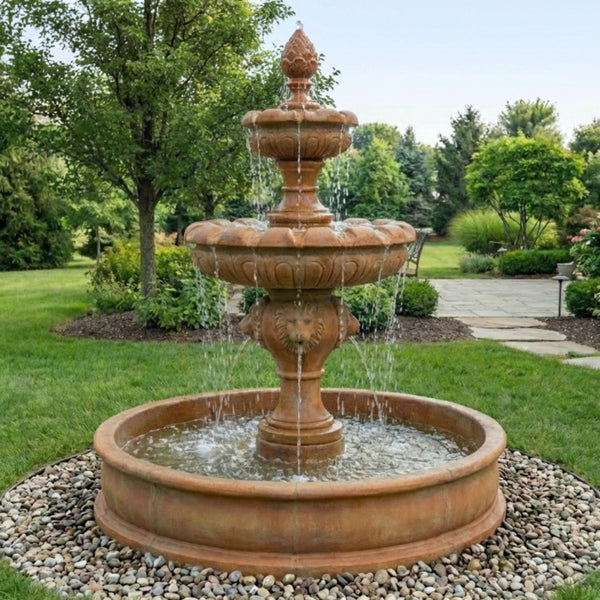 Empiro Lion Two Tier Pond Fountain