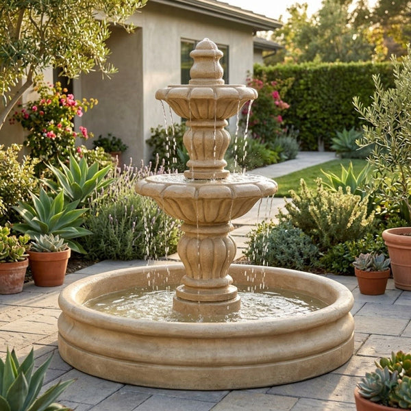 Espana Tiered Garden Fountain with 46" Basin - Small
