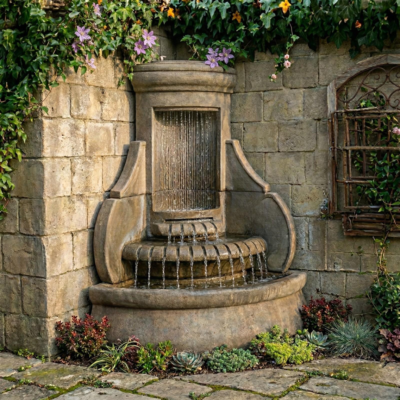 Falling Diamonds Outdoor Corner Fountain