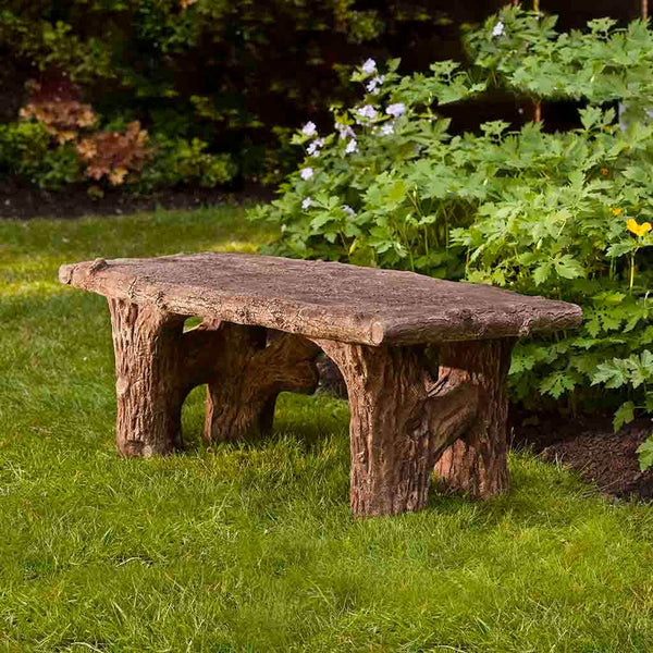 Faux Bois Cast Stone Garden Bench