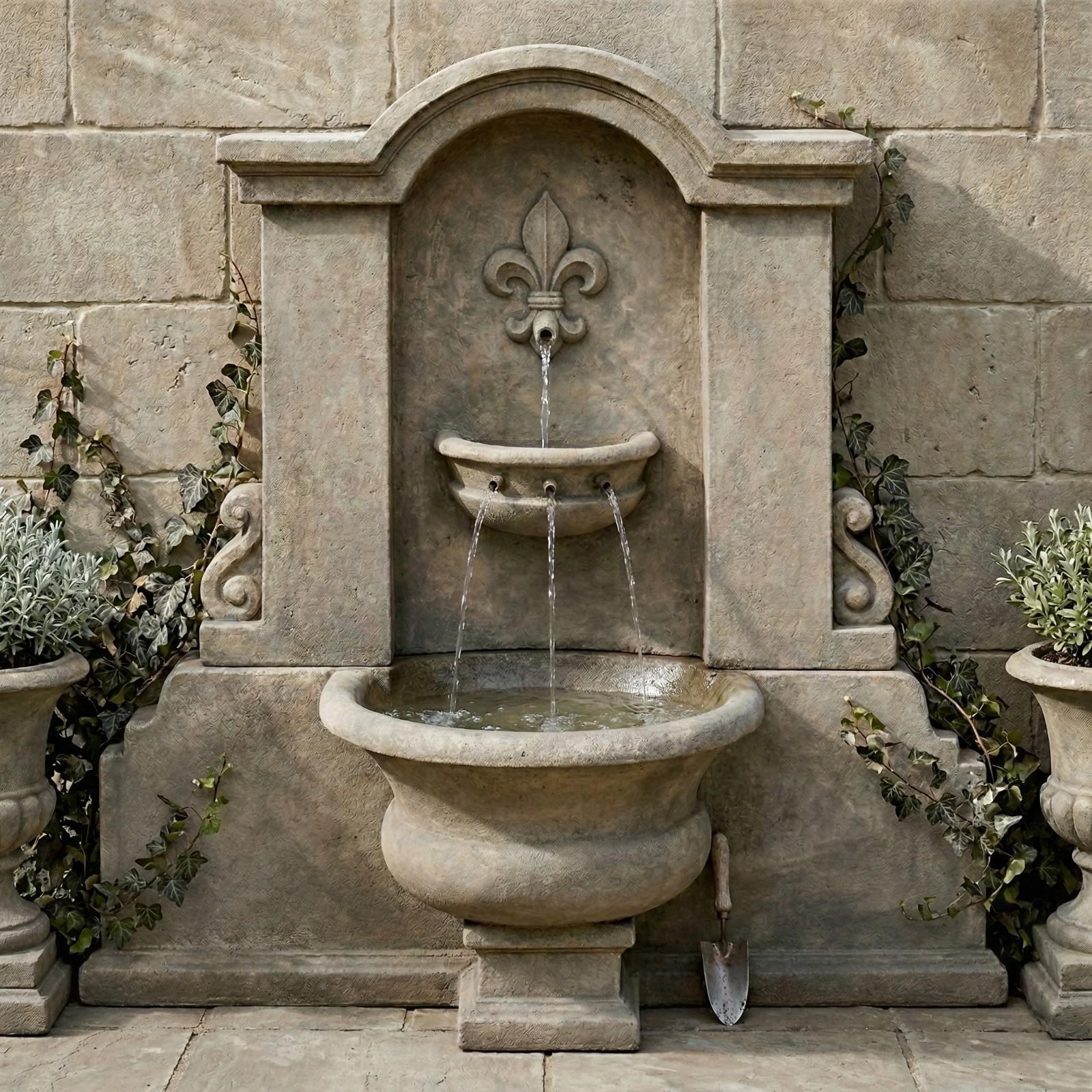 Flaminia Fleur De Lis Wall Outdoor Water Fountain
