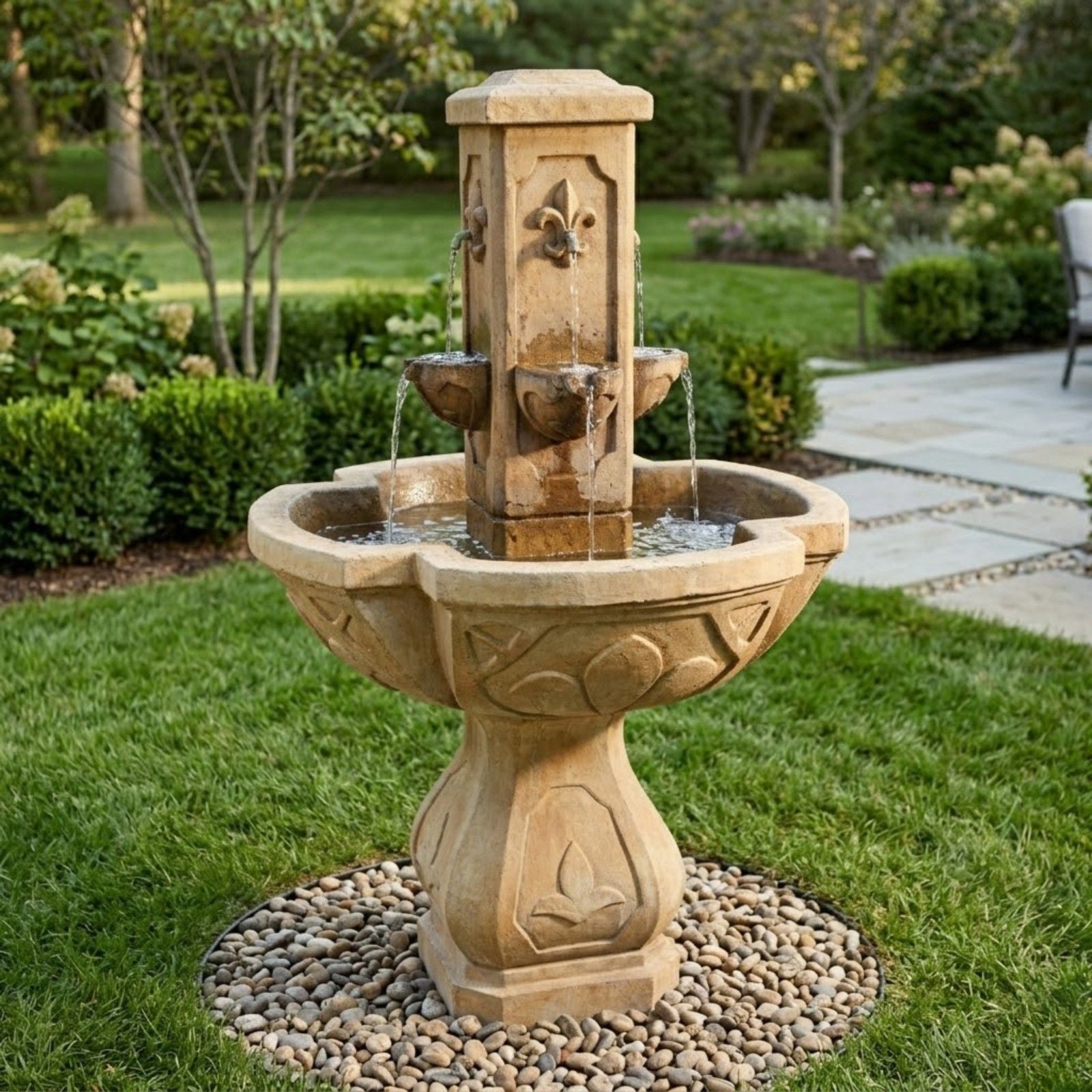 Fleur De Lis Outdoor Water Fountain