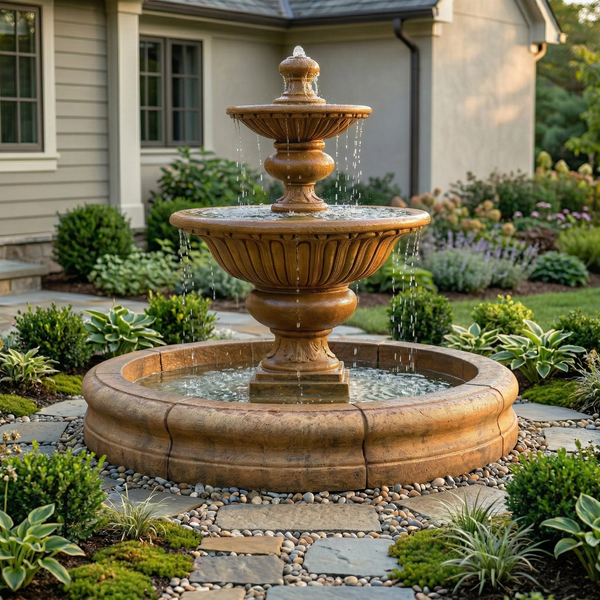 Formal Garden Fountain with Fiore Pond