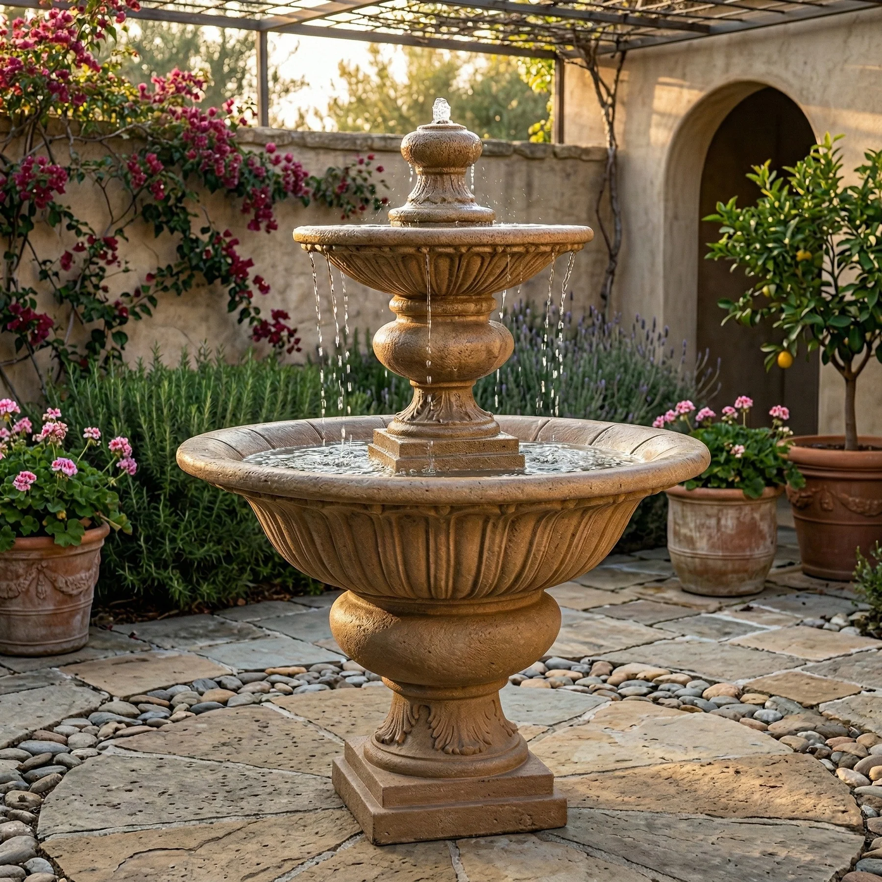 Formal Two Tier Outdoor Water Fountain - Large