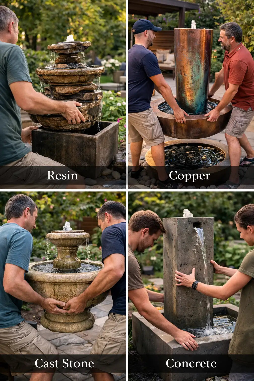 Fountain Material Weight Comparison