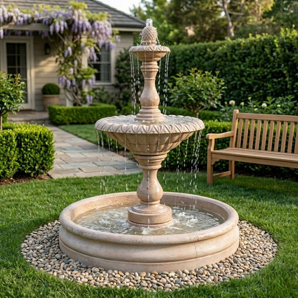 Four Seasons Tiered Garden Fountain with 46 Inch Basin - Small