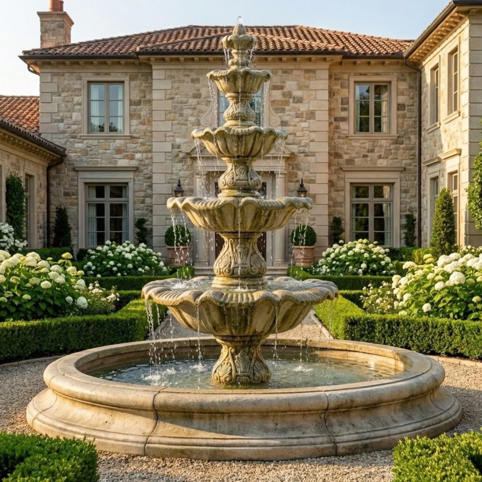 Four Tier Renaissance Fountain in Toscana Pool