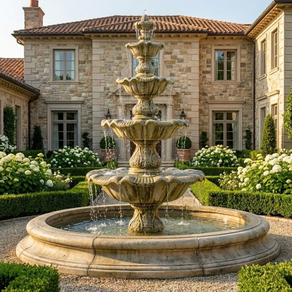Four Tier Renaissance Fountain in Toscana Pool