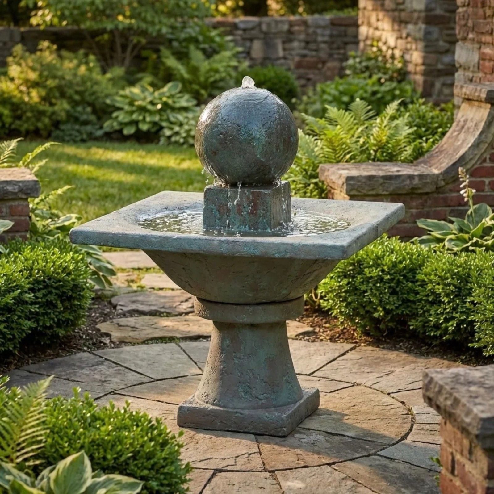 Garden Sphere Cast Stone Fountain