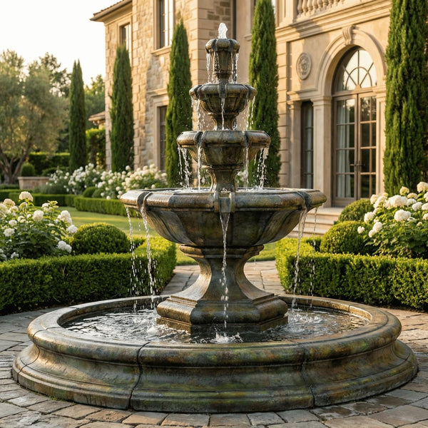 Grande Kensington Three Tier Fountain in Toscana Pool