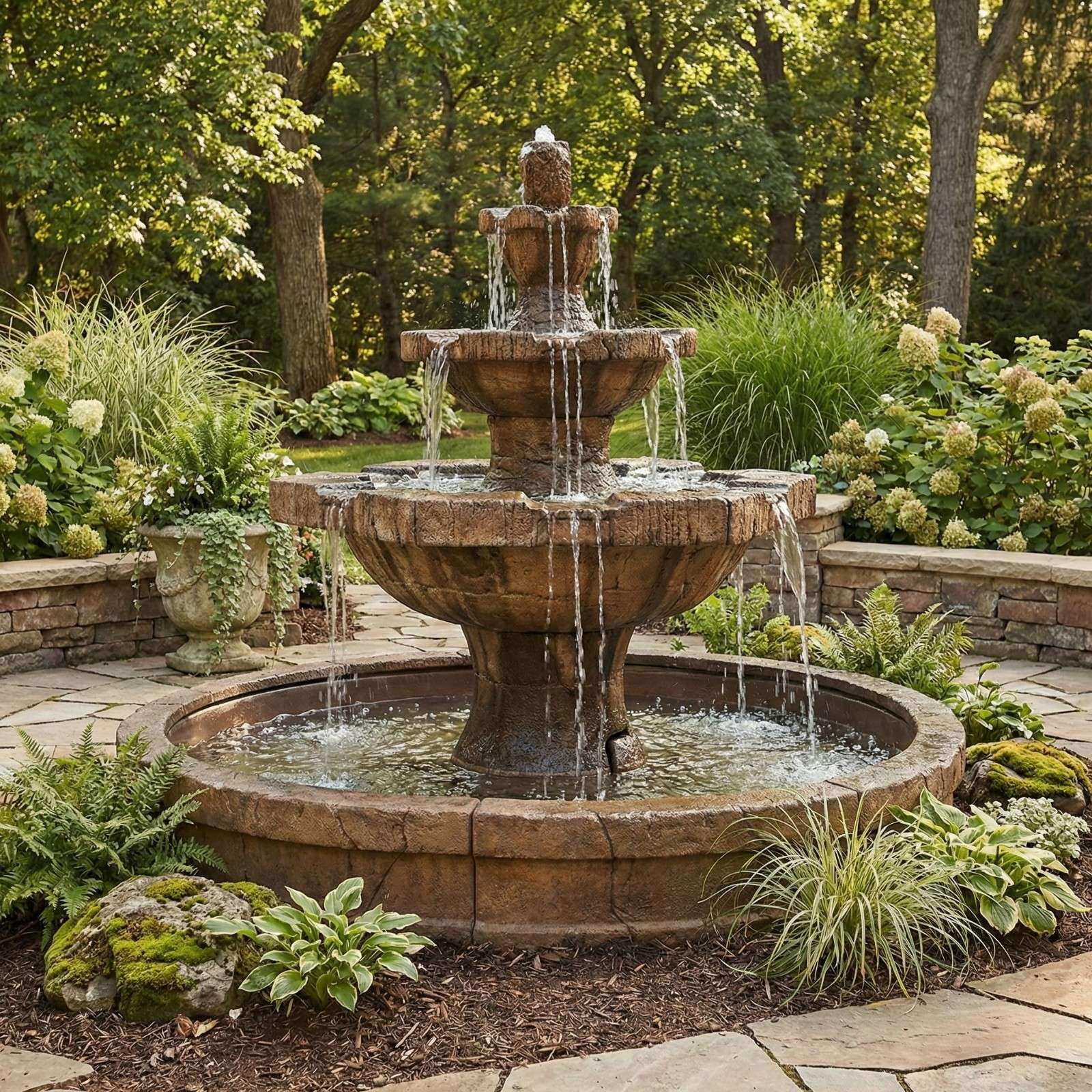 Grenoble Tiered Outdoor Fountain in Pool
