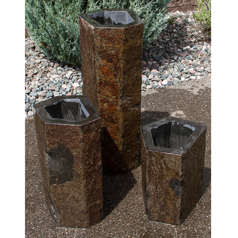 Hollowed-Out Basalt Column Outdoor Fountain - Outdoor Fountain Pros