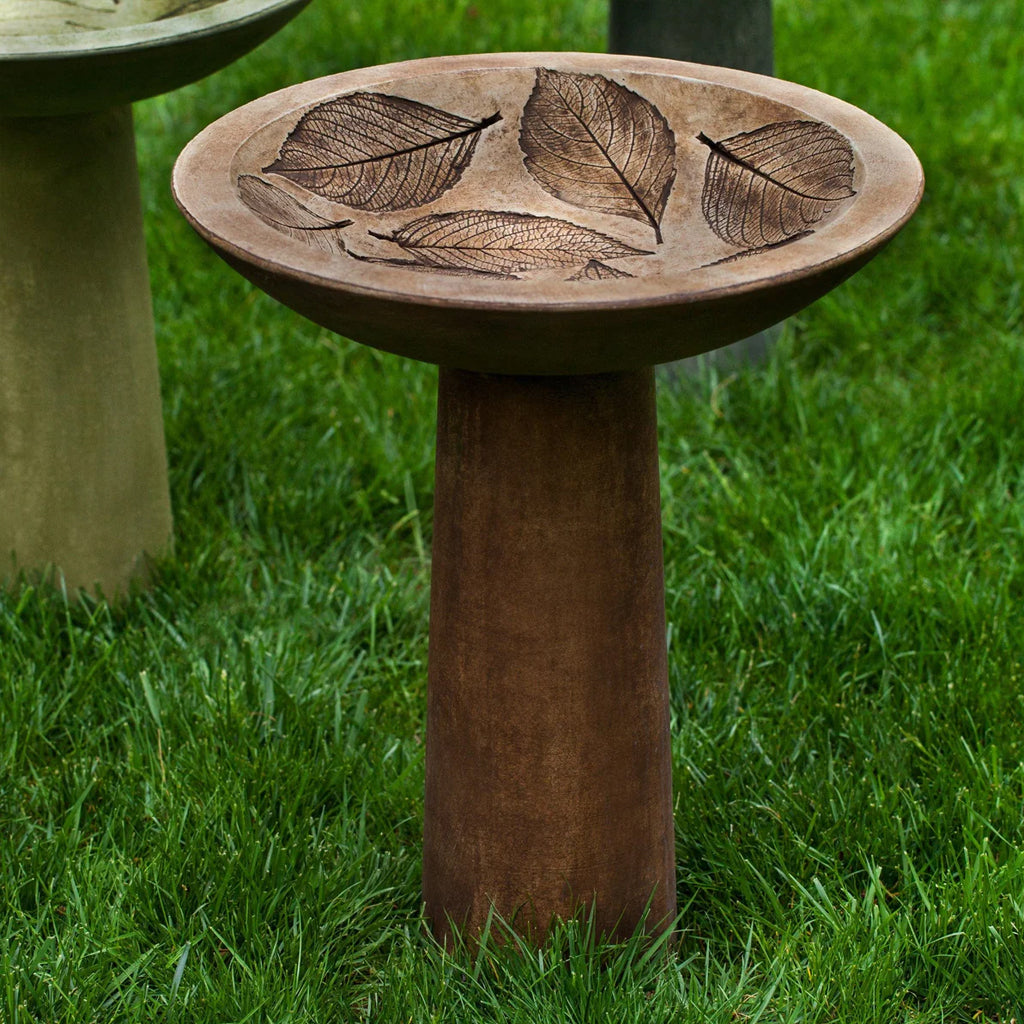 Hydrangea Leaf Cast Stone Birdbath