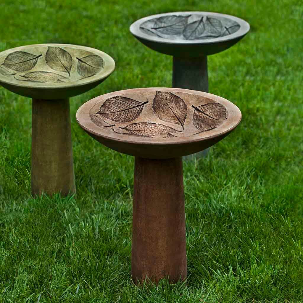 Hydrangea Leaf Cast Stone Birdbath