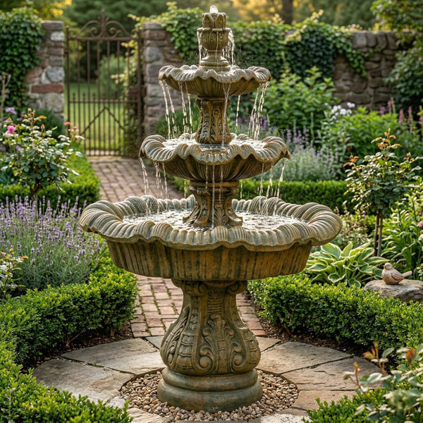 Italian 3-Tier Garden Water Fountain - Tall