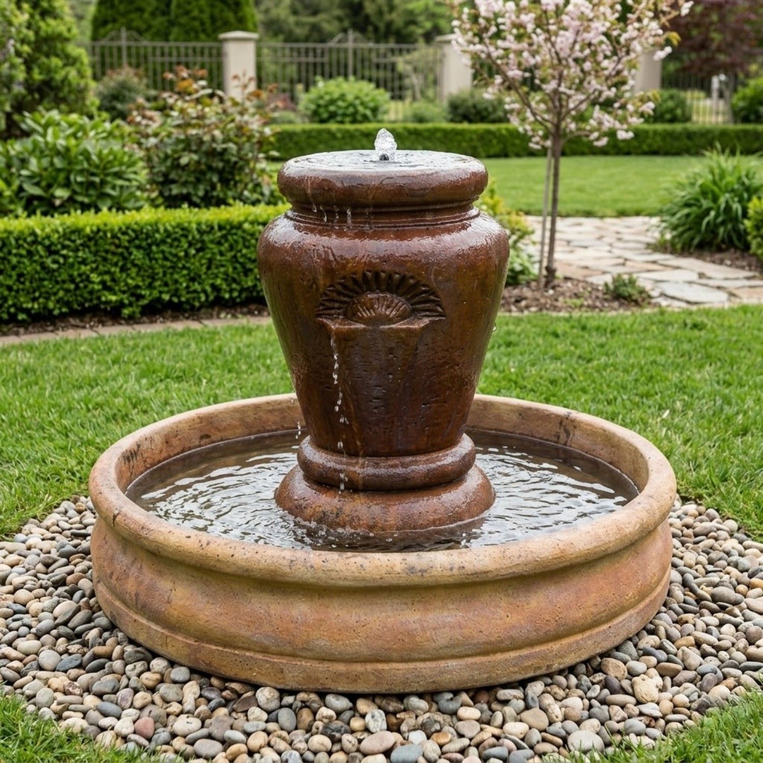 Jardine Pot Outdoor Water Fountain With 55 Inch Basin