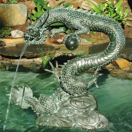 Brass Baron Large Water Dragon Garden | Pool Accent