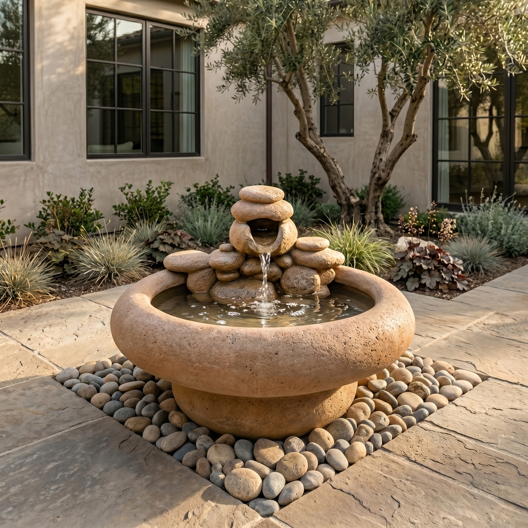 Large Serenity Cast Stone Garden Fountain
