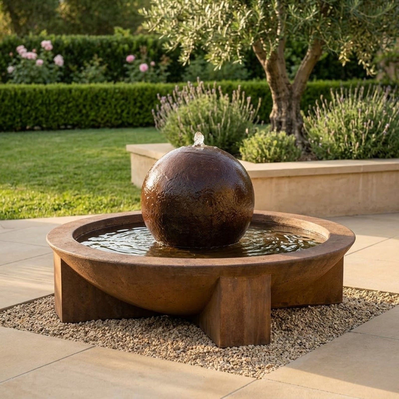 Low Zen Sphere Garden Water Fountain