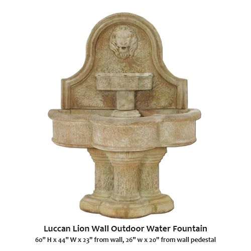 Luccan Lion Wall Outdoor Water Fountain