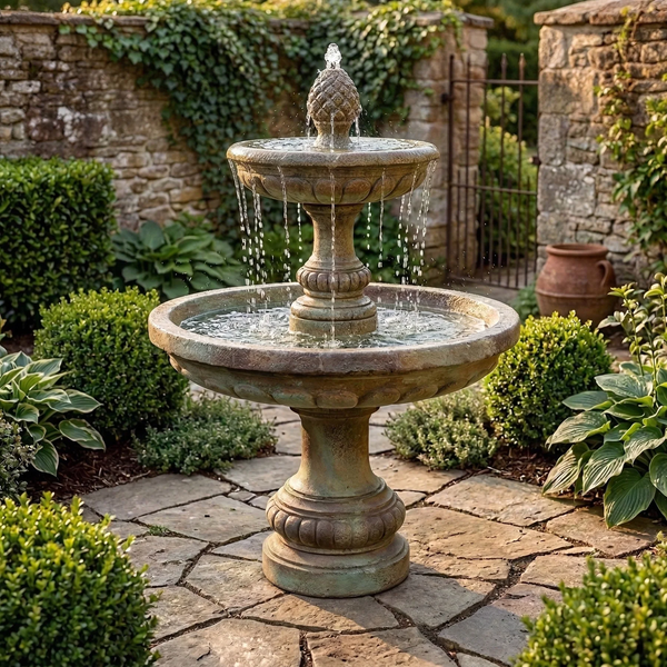 Mediterranean 2-Tier Outdoor Water Fountain