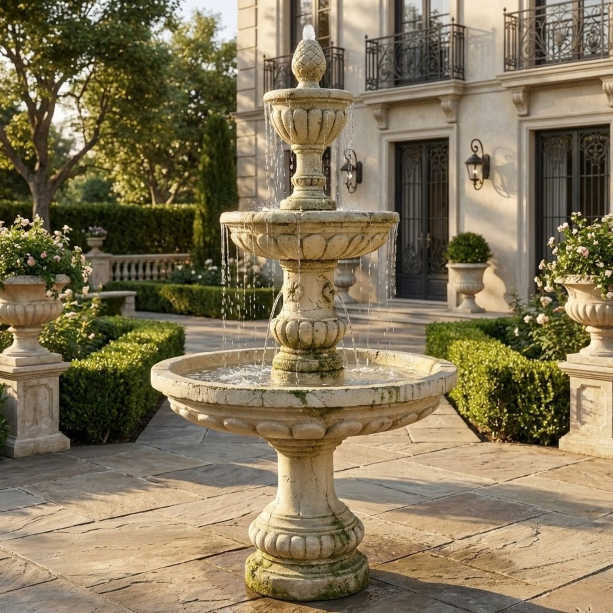 Mediterranean Fountain with Plumbed Spacer