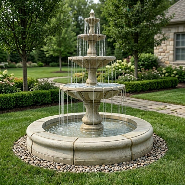 Monaco 4-Tier Medium Fountain with Fiore Pond