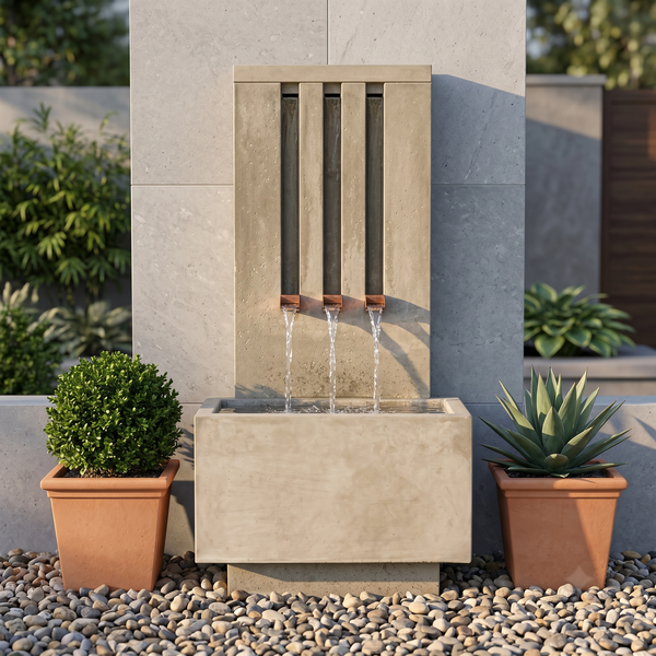 Mondrian Tall Modern Concrete Outdoor Water Fountain