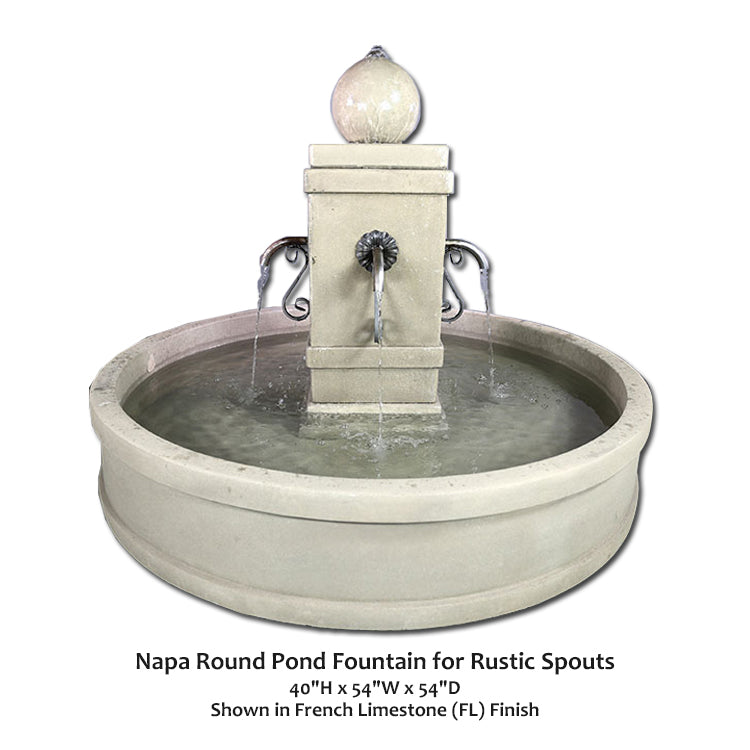 Napa Round Pond Fountain for Rustic Spouts