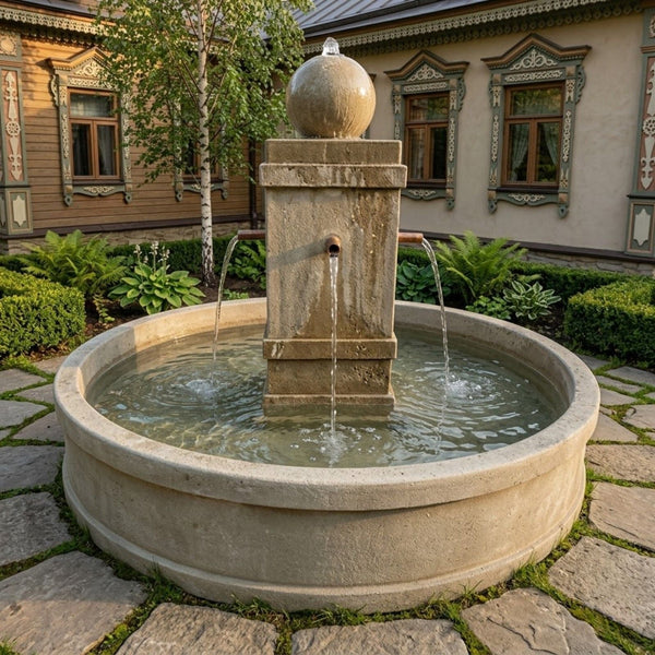 Napa Round Pond Fountain with Copper Spouts