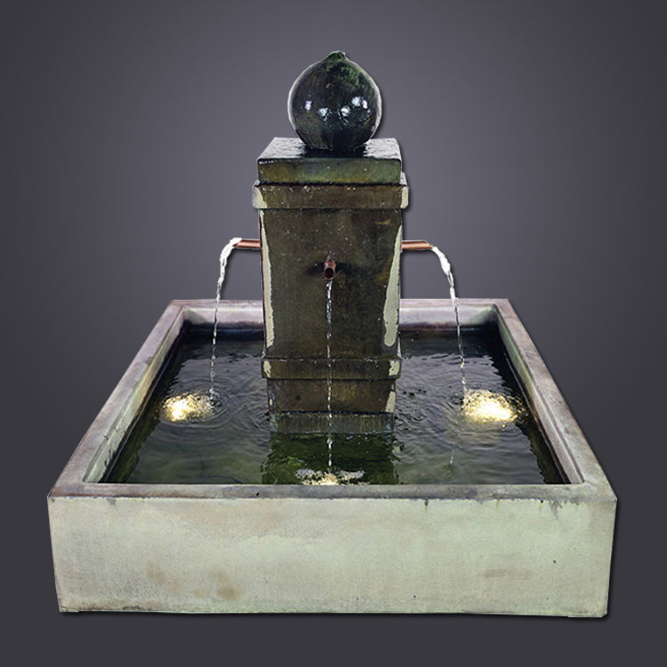 Napa Square Pond Fountain with Copper Spouts