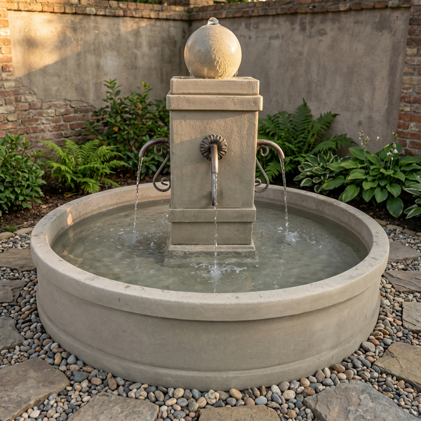 Napa Round Pond Fountain for Rustic Spouts