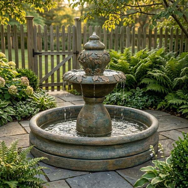 Oak Outdoor Water Fountain with 46 inch Basin