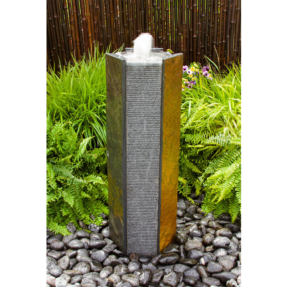 Octagon Basalt Stone Tower Fountain