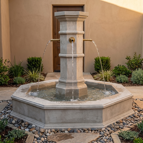 Octavius Fountain For Spouts - Column Only- Plumbed for Pond