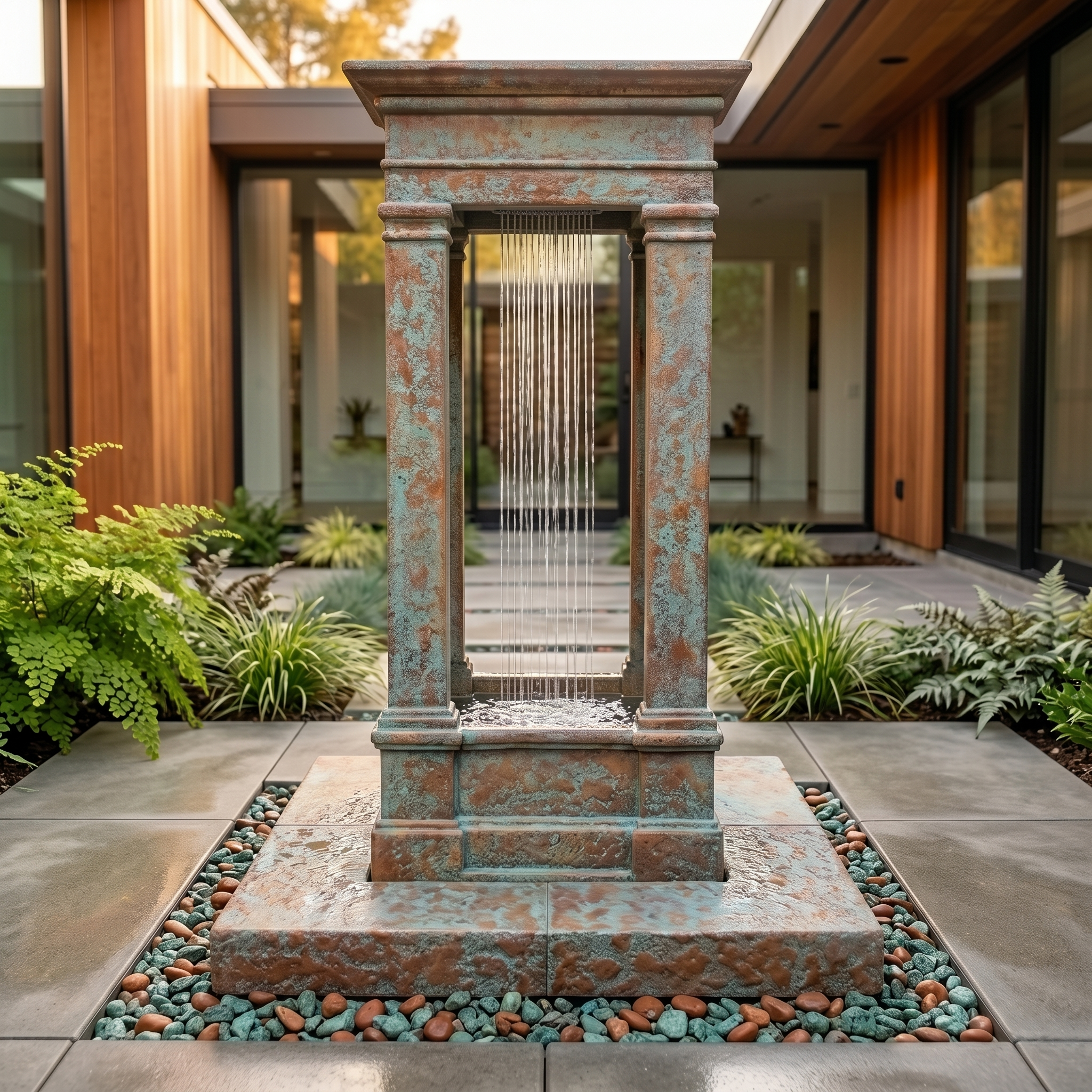 Old World Center Rain Outdoor Water Fountain, Short