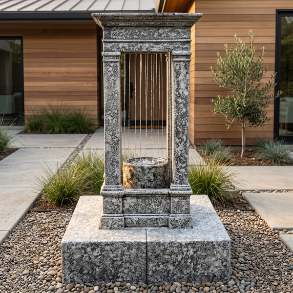 Old World Curtain Rain Fountain, Tall with Column