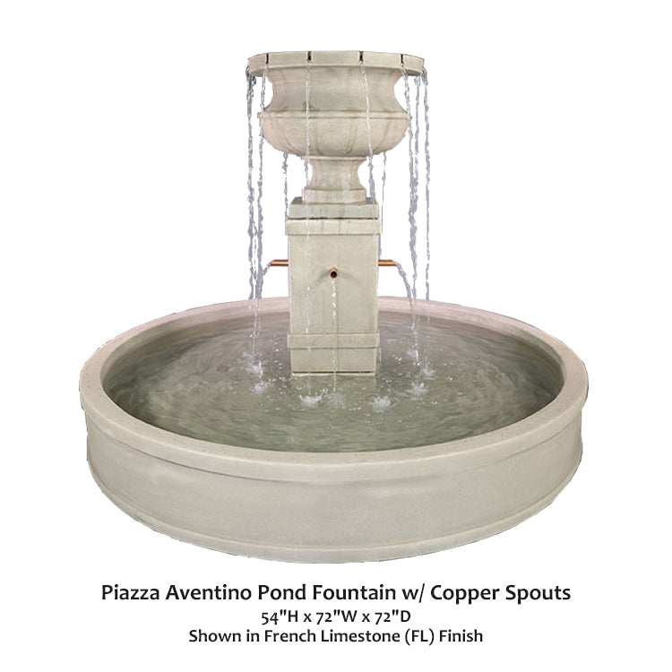 Piazza Aventino Pond Fountain w/ Copper Spouts