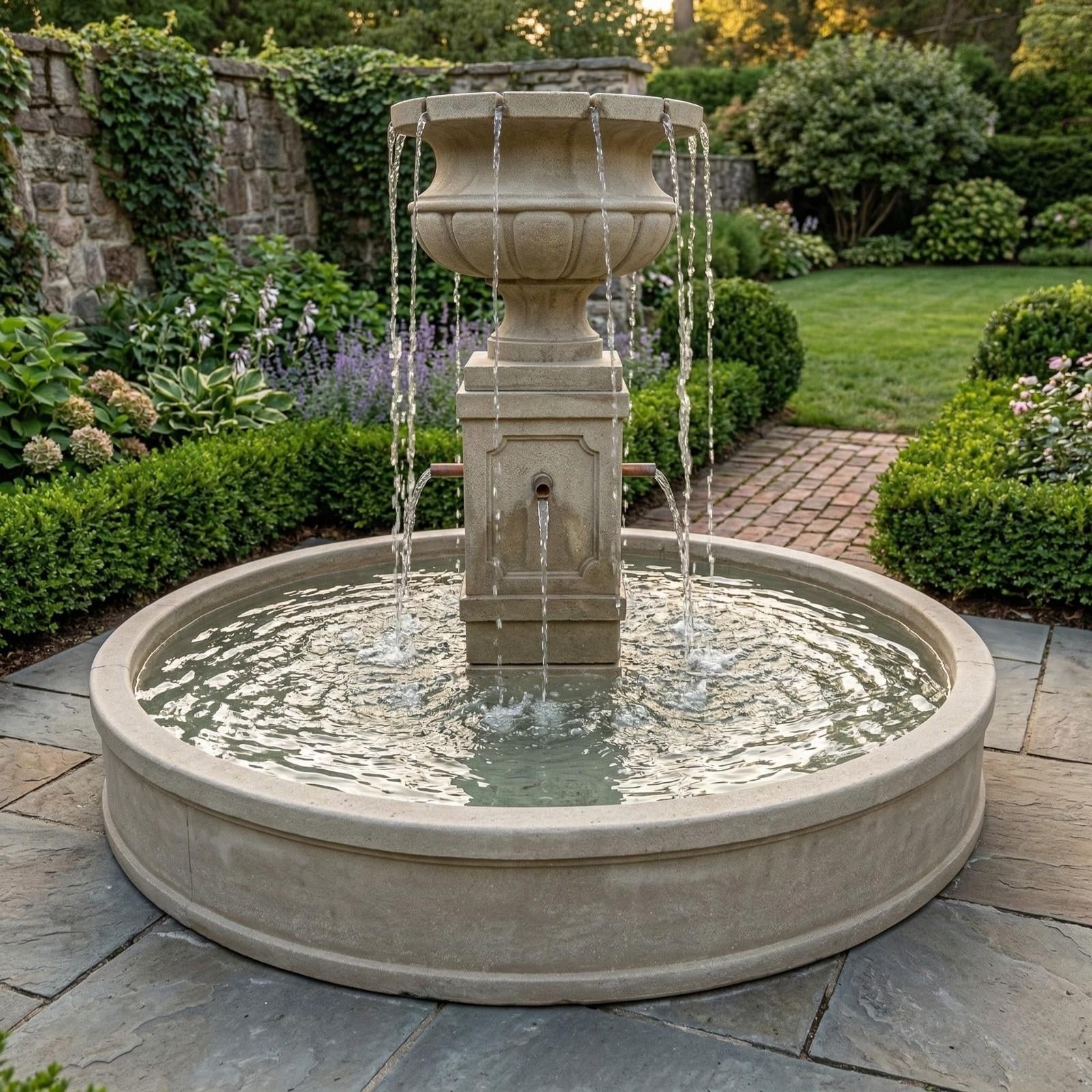 Piazza Aventino Pond Fountain w/ Copper Spouts