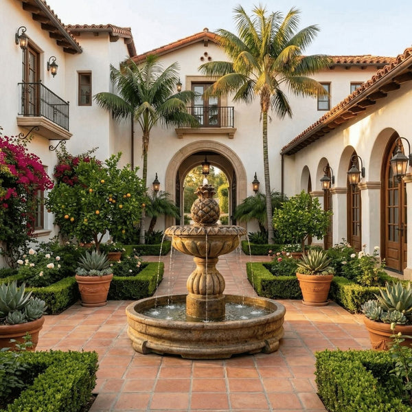 Piña Cascada Outdoor Fountain in Rondo Pool