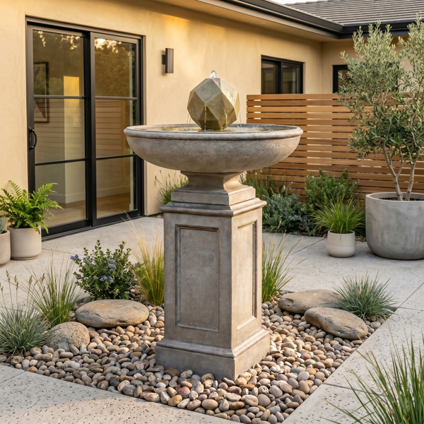 Polyhedron Contemporary Garden Fountain